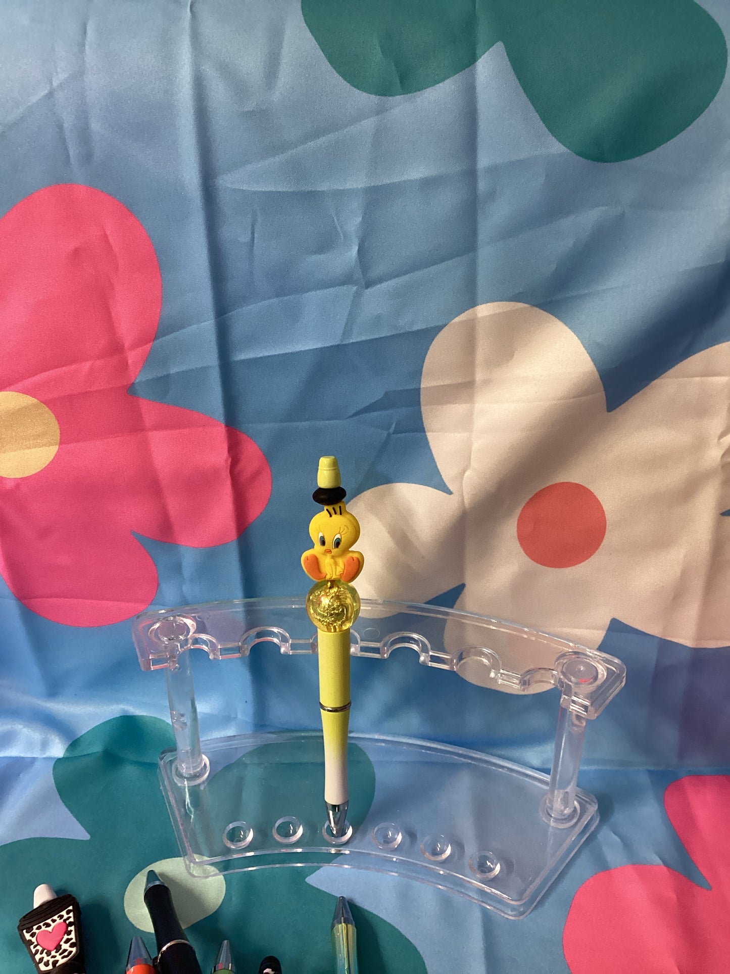 Yellow bird beaded pen