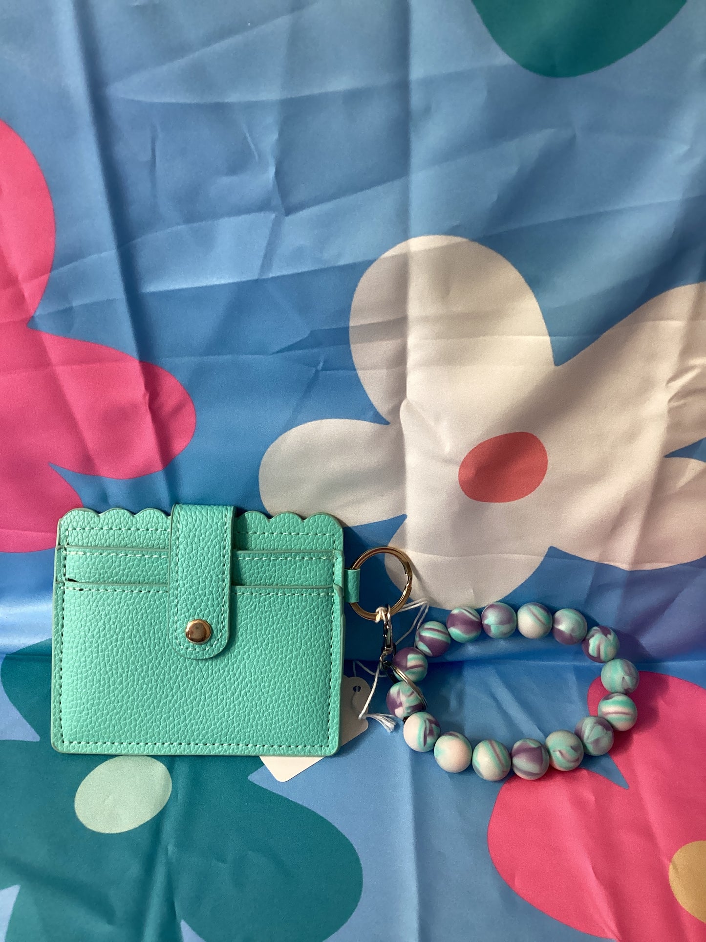 Teal wristlet and wallet
