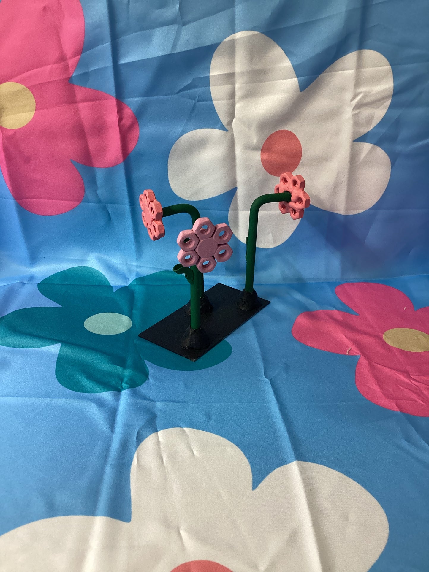 Welded flower sculpture (pink + purple)