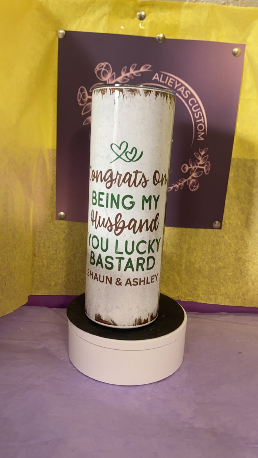 Congrats on being my husband you lucky bastard 20 oz tumbler