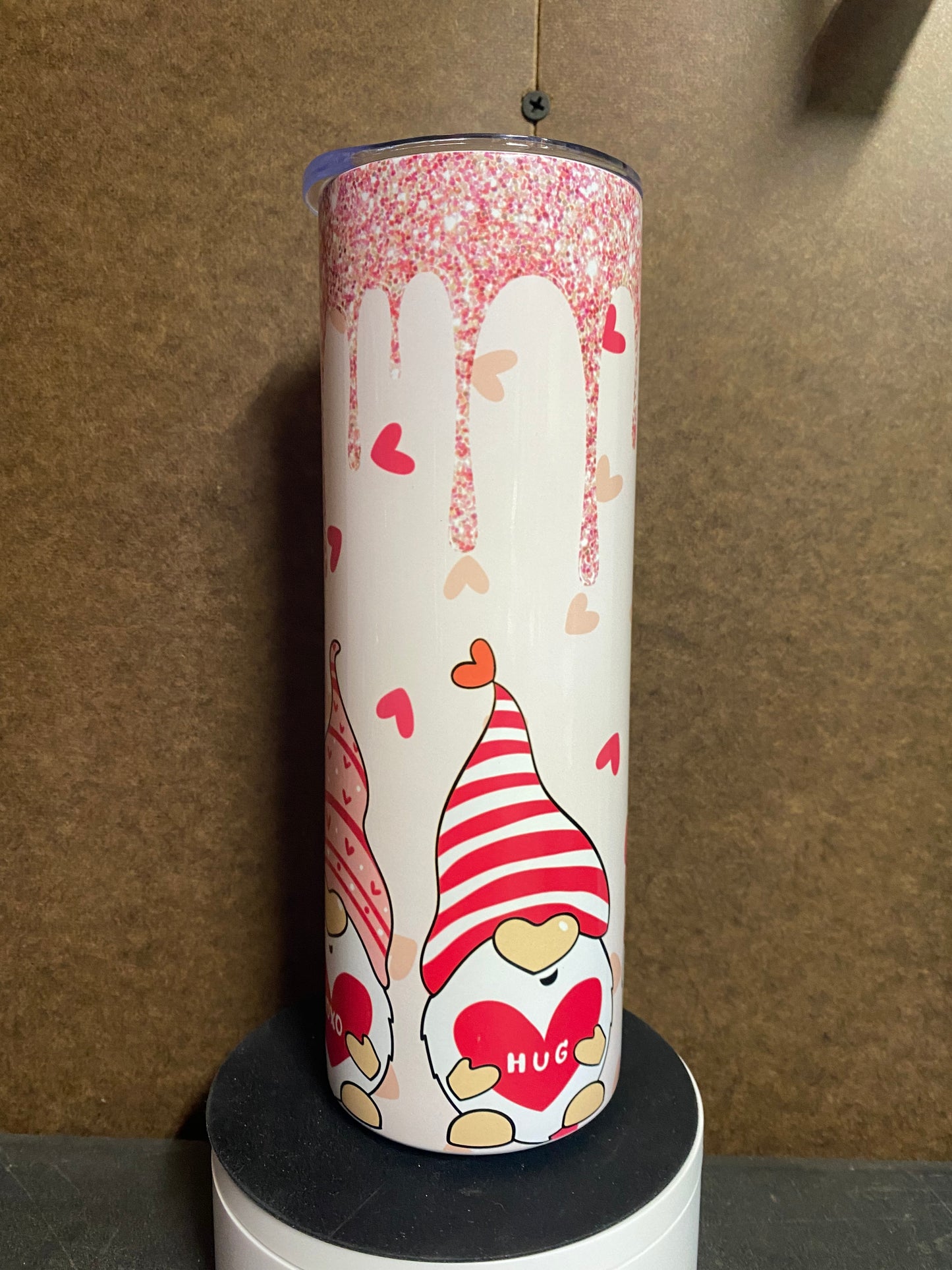 Pink Sparkle gnome 20 oz tumbler
