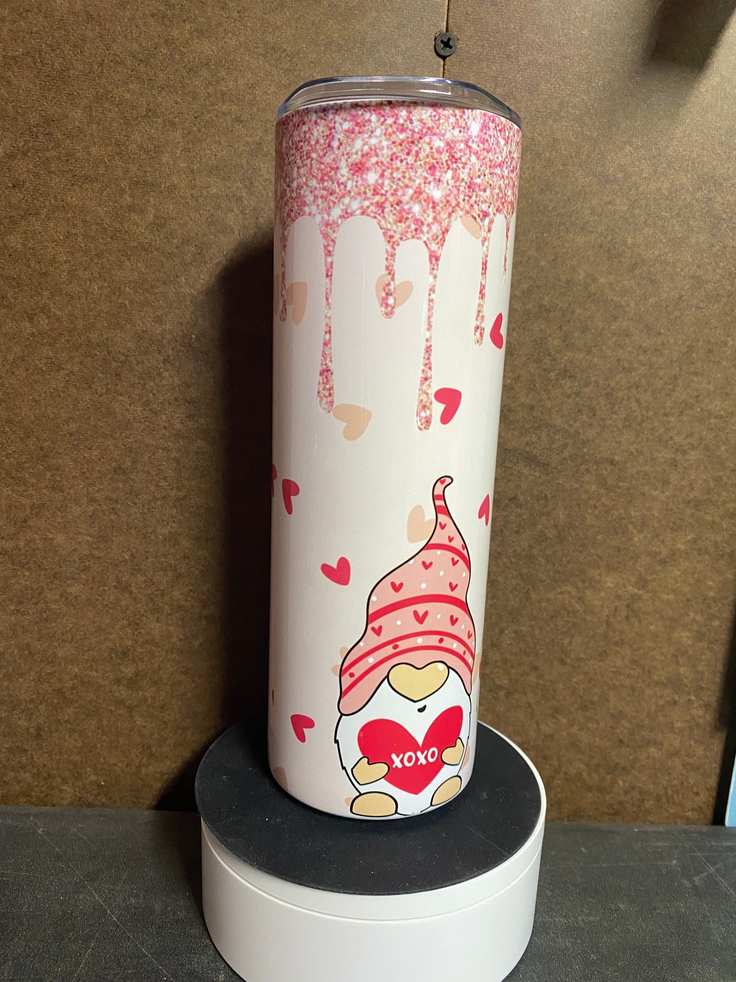 Pink Sparkle gnome 20 oz tumbler