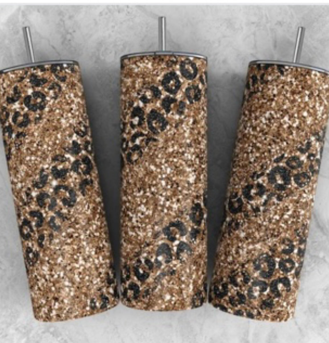 Glitter leopard 20 oz tumbler
