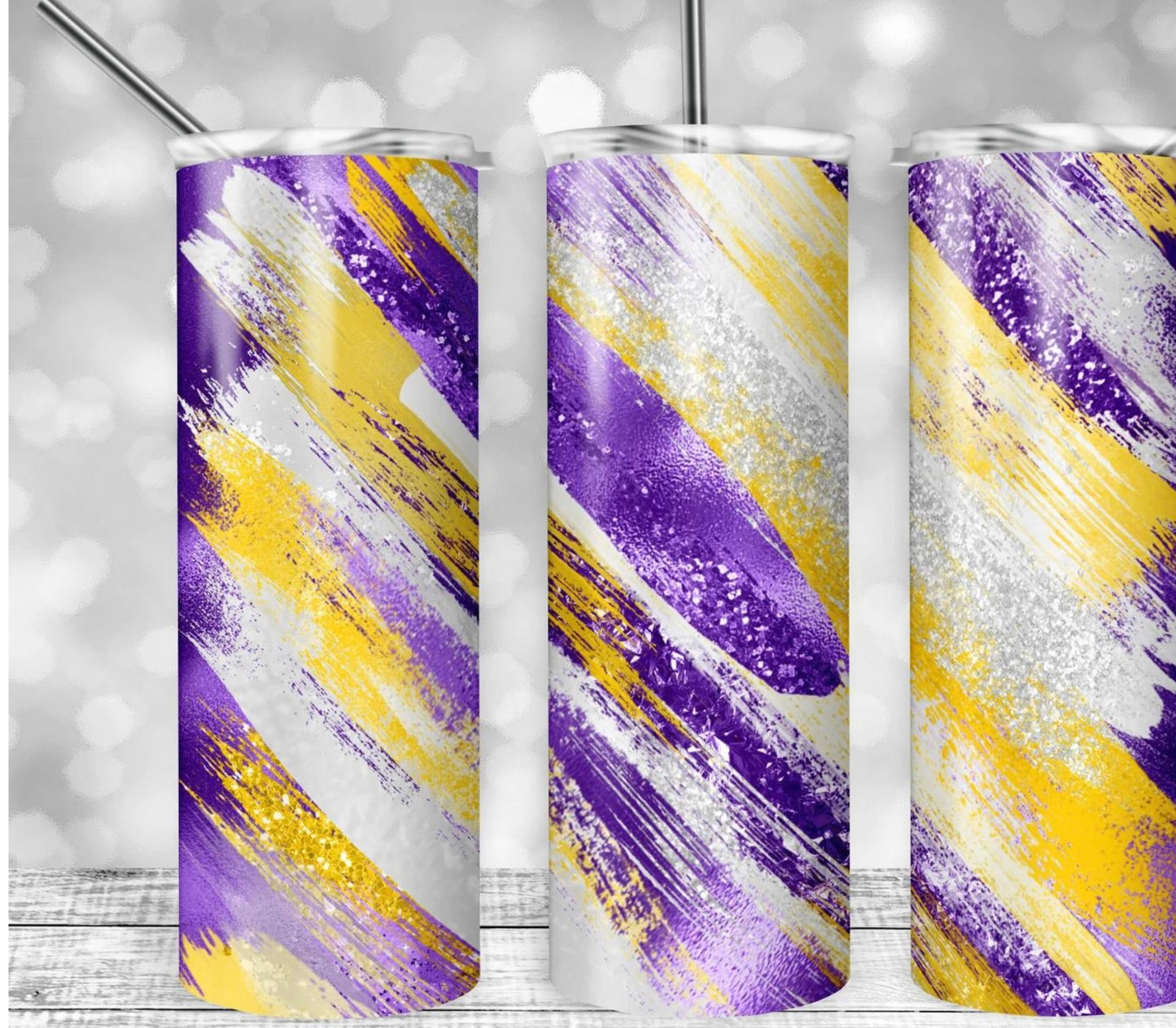 Purple and yellow swirl 20 oz tumbler
