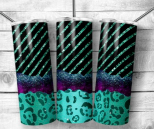 Teal cheetah 20 Oz tumbler