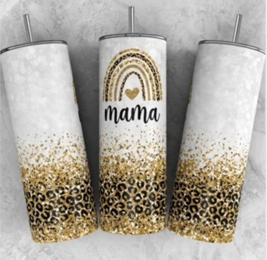 Mama glitter rainbow 20 oz tumbler