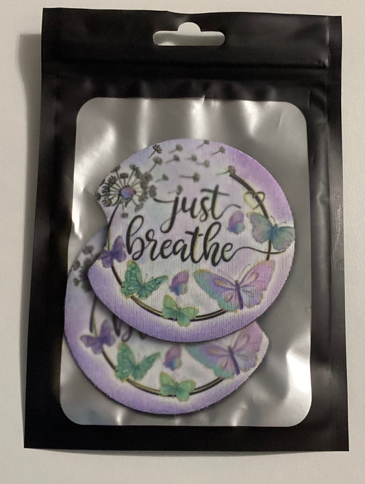 Just breathe car coasters