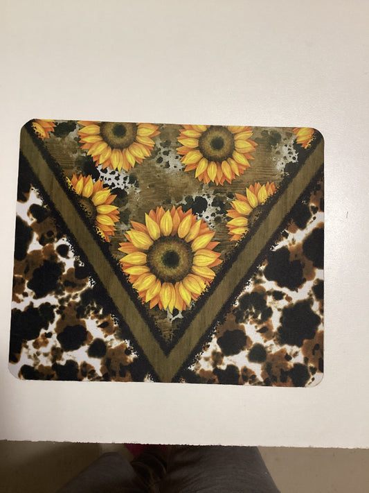 Sunflower cow print mouse pad