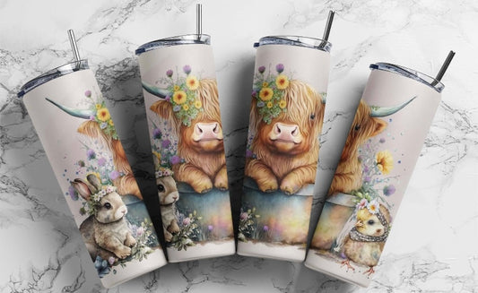 Easter bunny and cow 20 oz tumbler wrap
